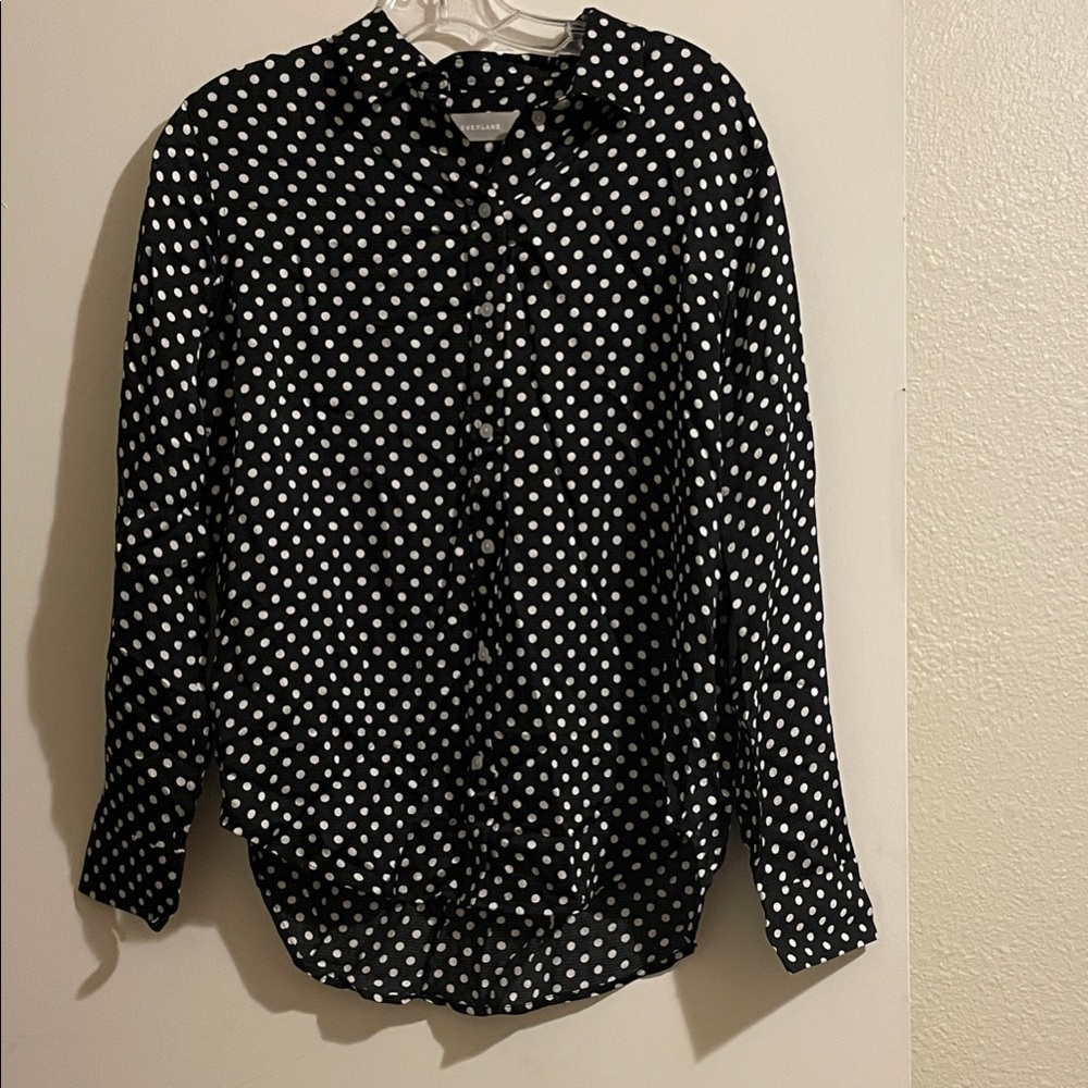 Everlane Black and White Polka Dot Shirt